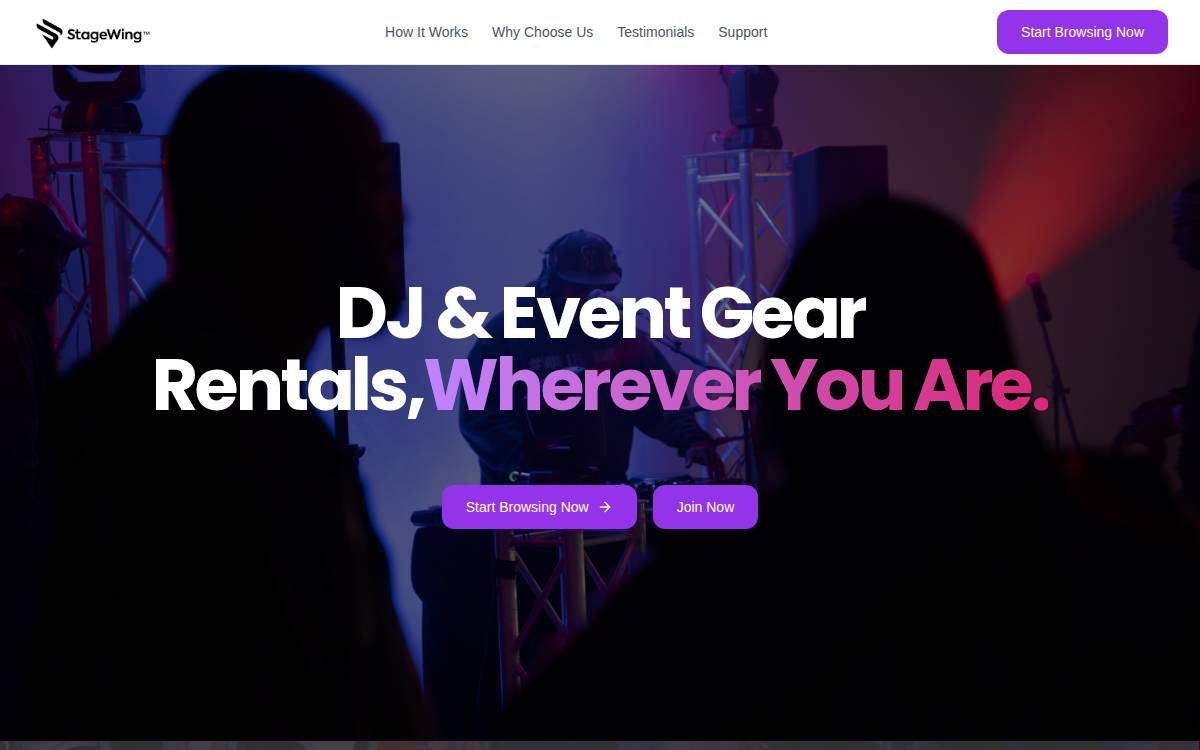 StageWing website preview