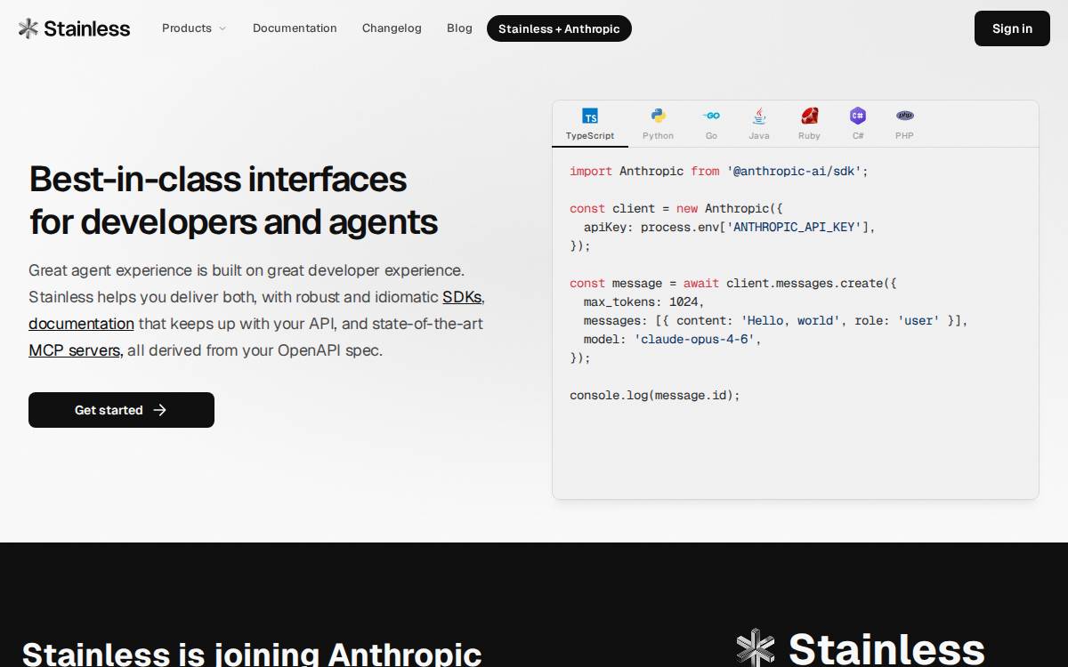 Stainless website preview