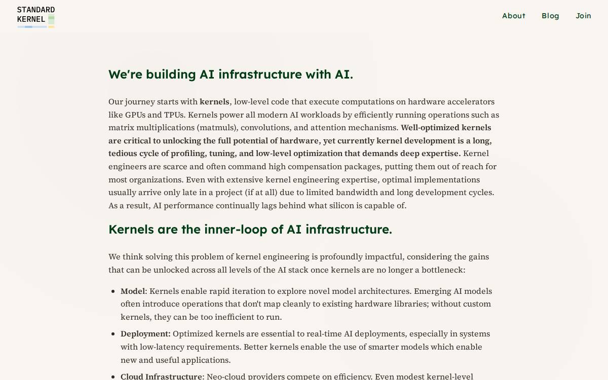 Standard Kernel Co. website preview