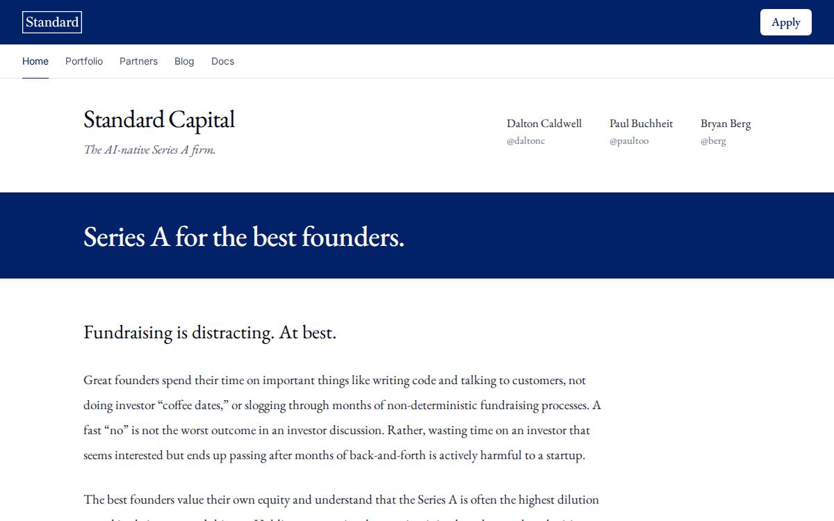 Standardcap website preview