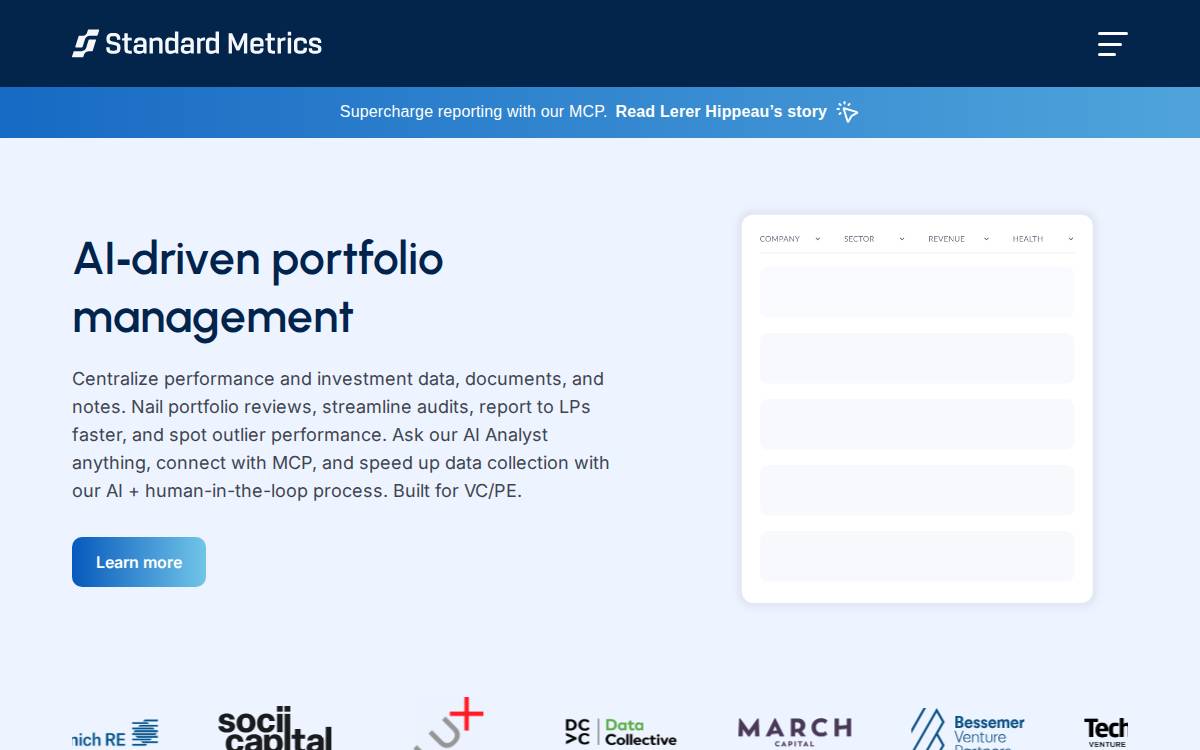 Standard Metrics website preview