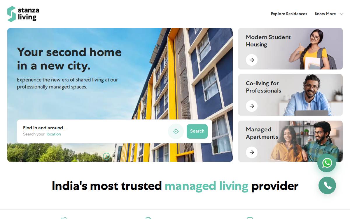 Stanza Living website preview