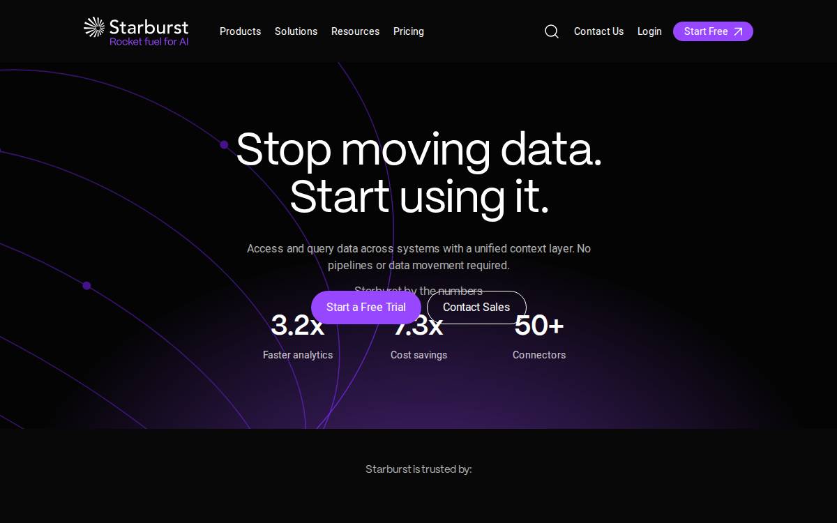 Starburstdata website preview