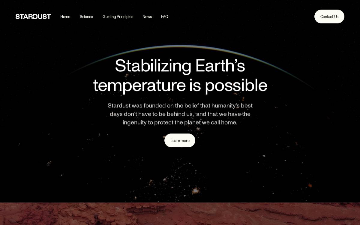 Stardust Initiative website preview