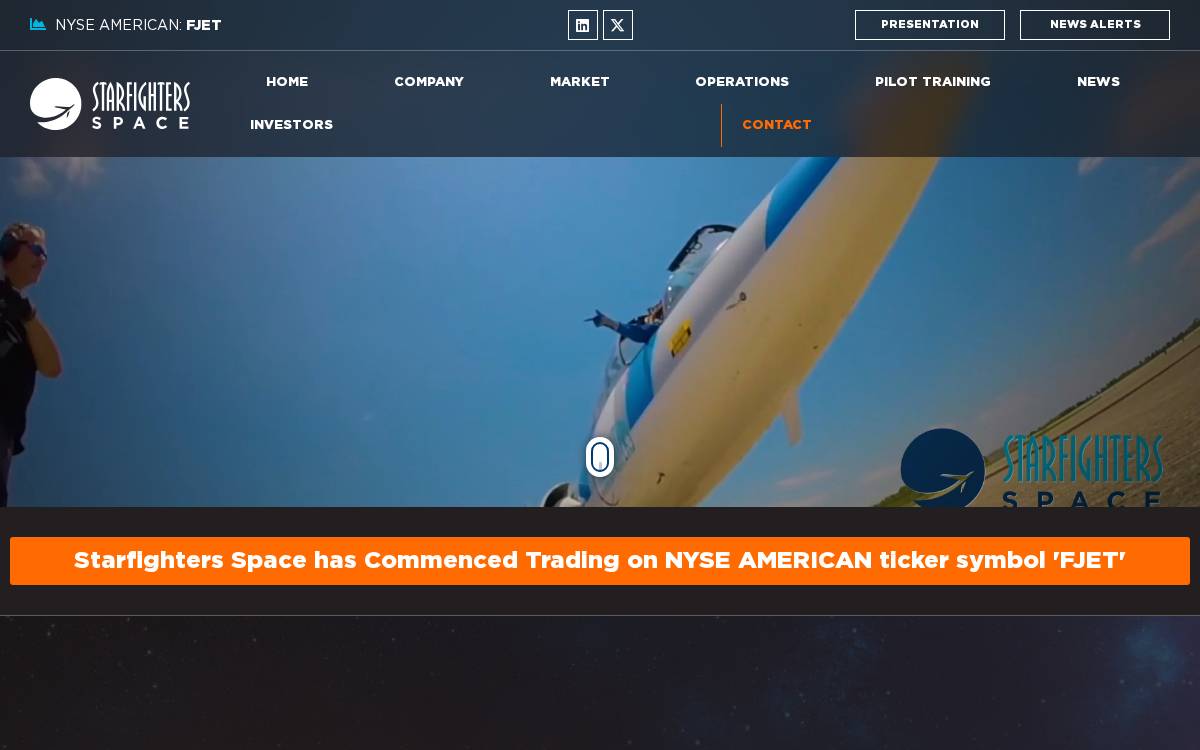 Starfighters Space website preview