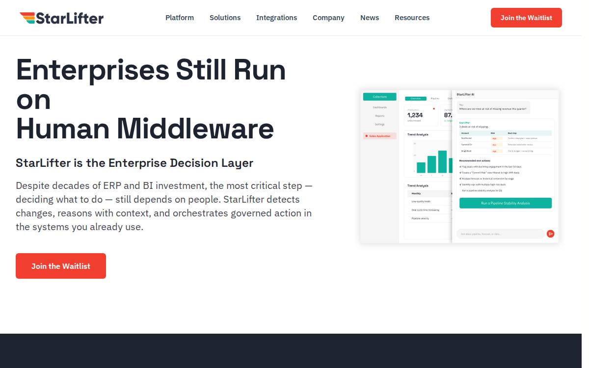 StarLifter website preview