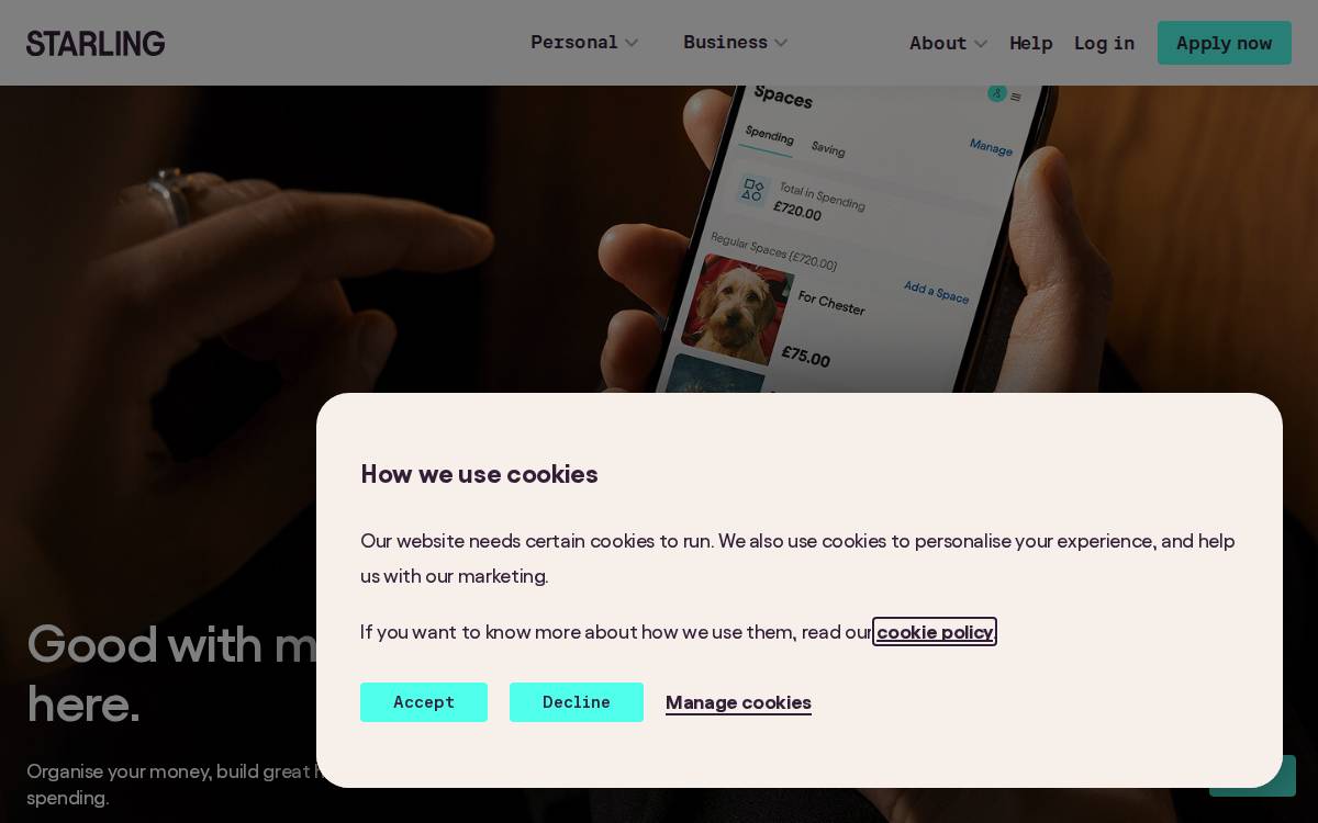 Starling Bank website preview
