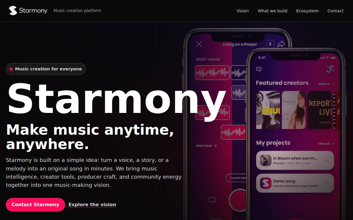 Starmony website preview