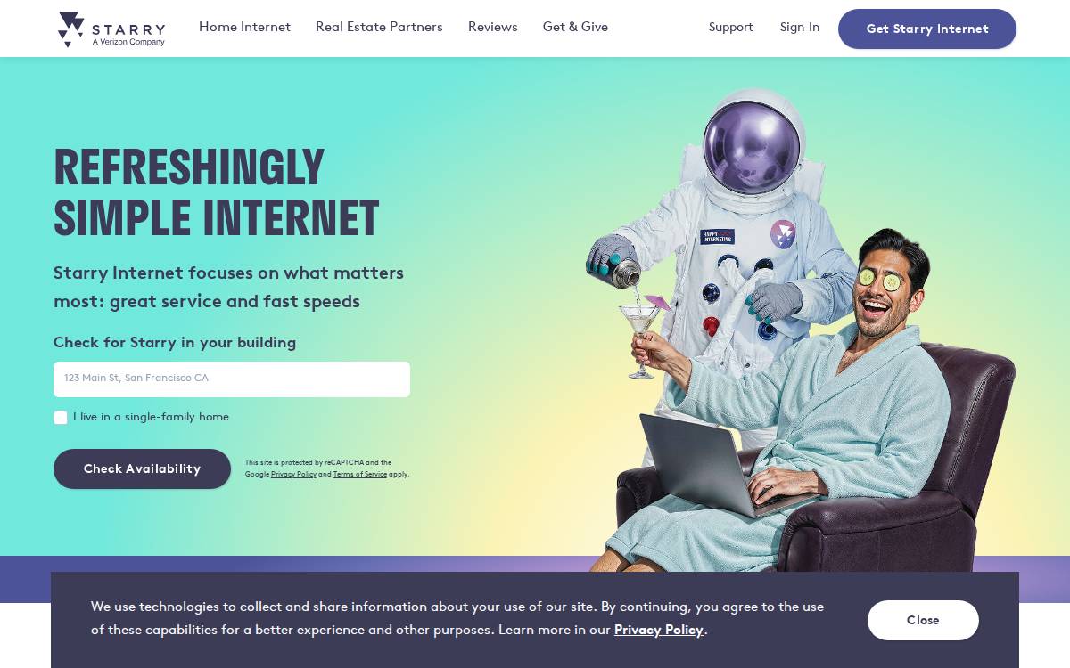 Starry website preview