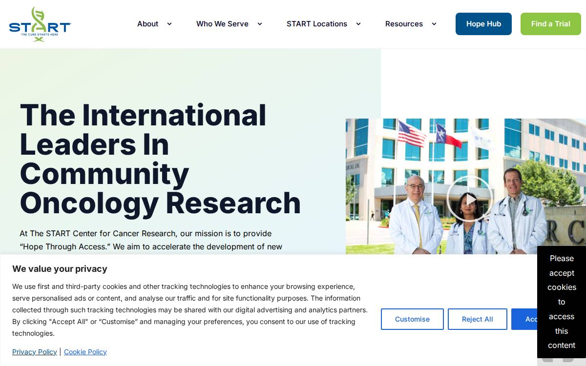 Start Center For Cancer Research website preview