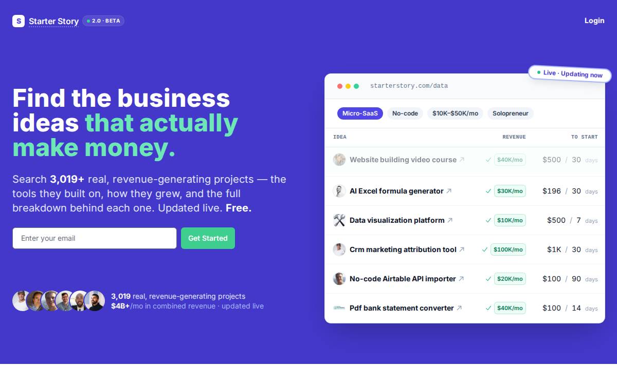 Starterstory website preview
