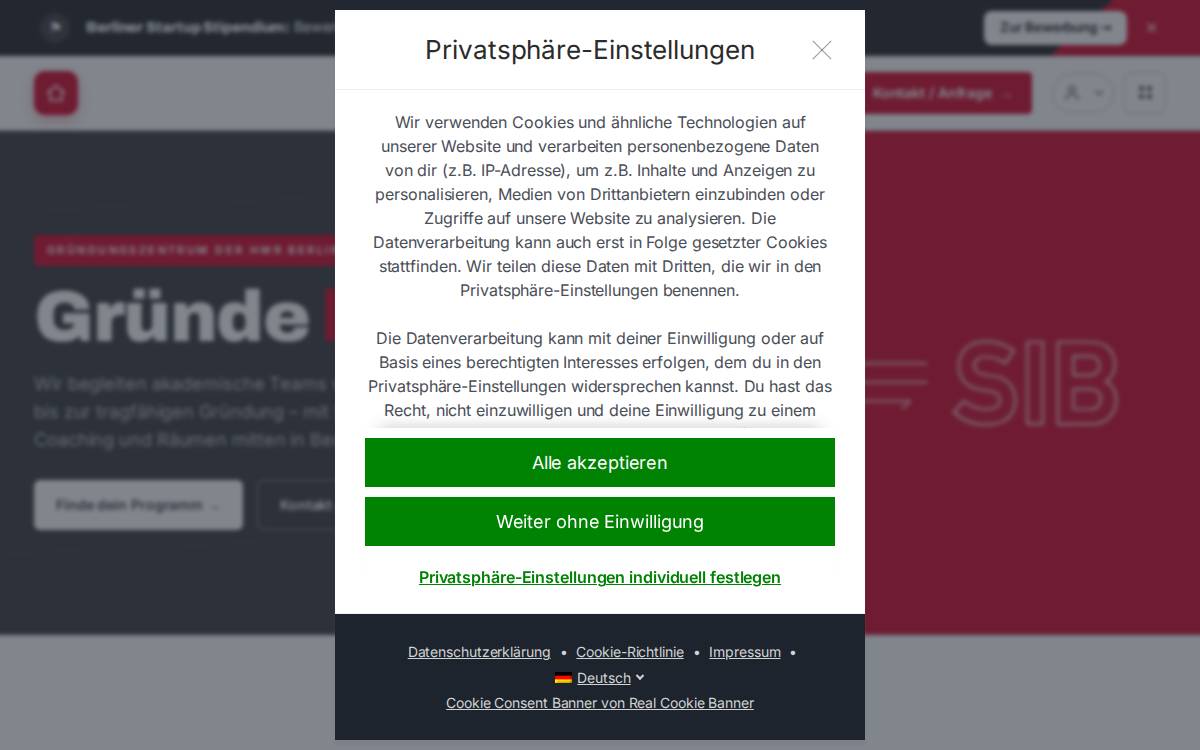 Startup Incubator website preview