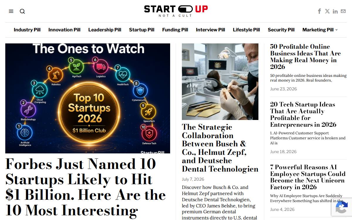 Startupill website preview