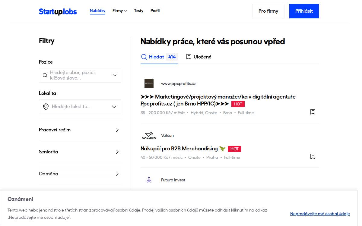 Startupjobs website preview
