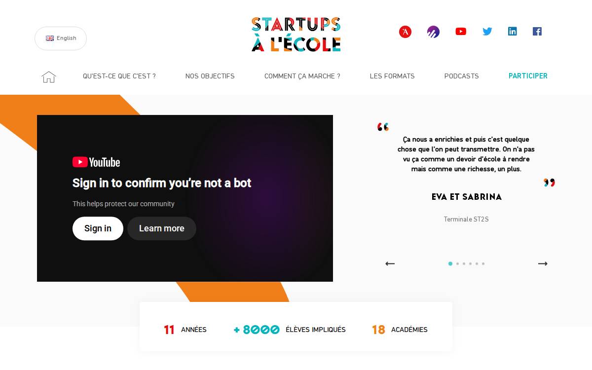 Startups à l'École website preview