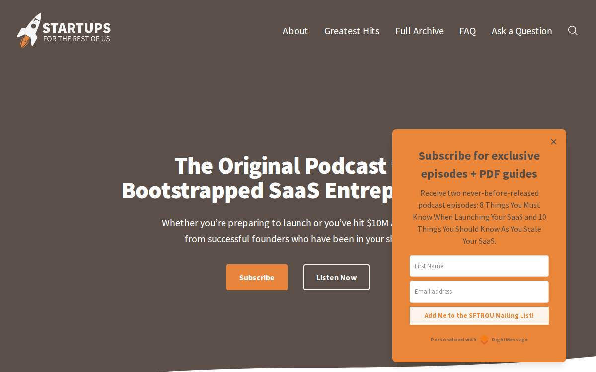Startupsfortherestofus website preview