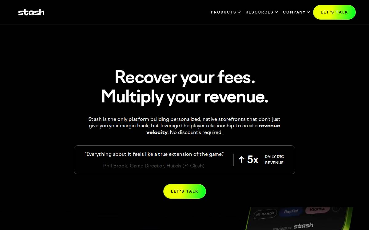 Stash website preview