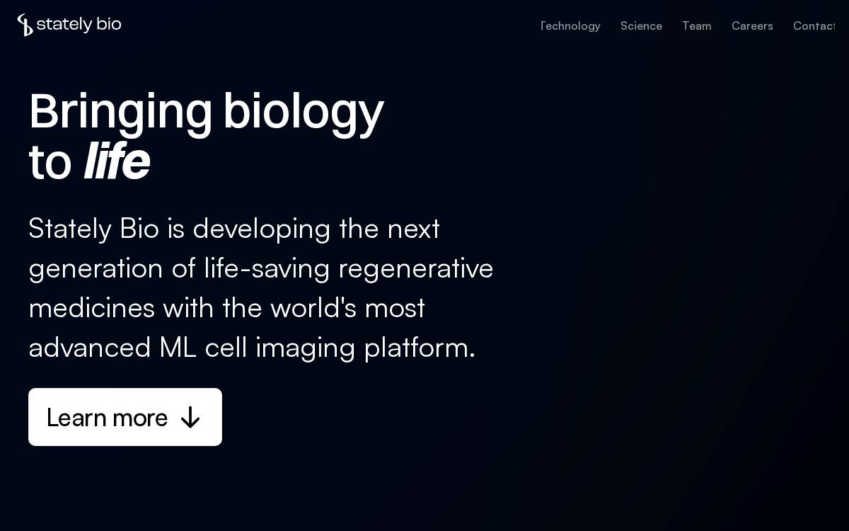 Stately Bio website preview