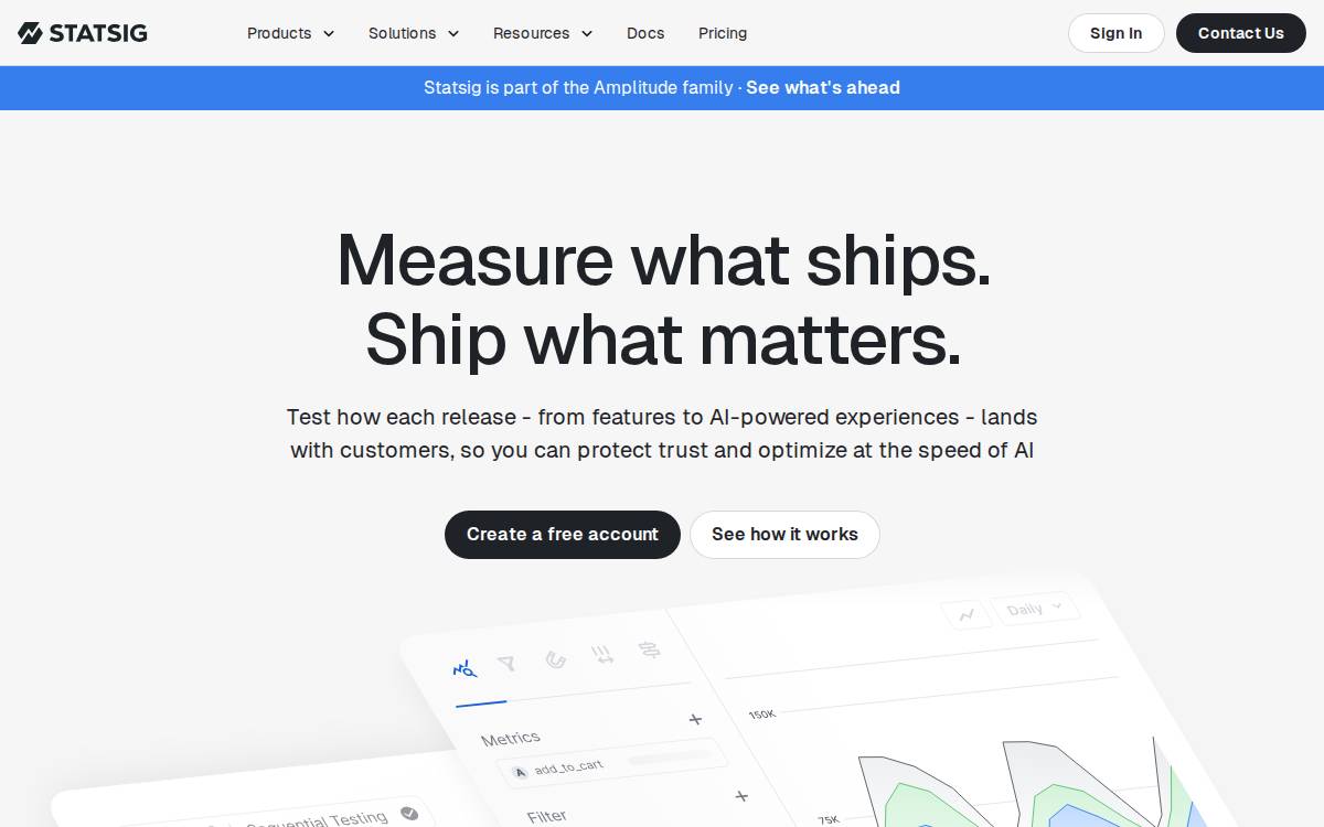 Statsig website preview