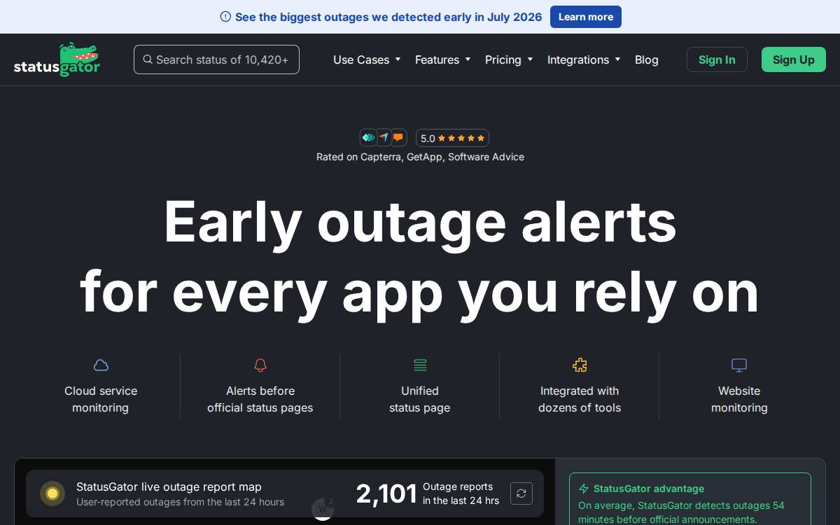 StatusGator website preview