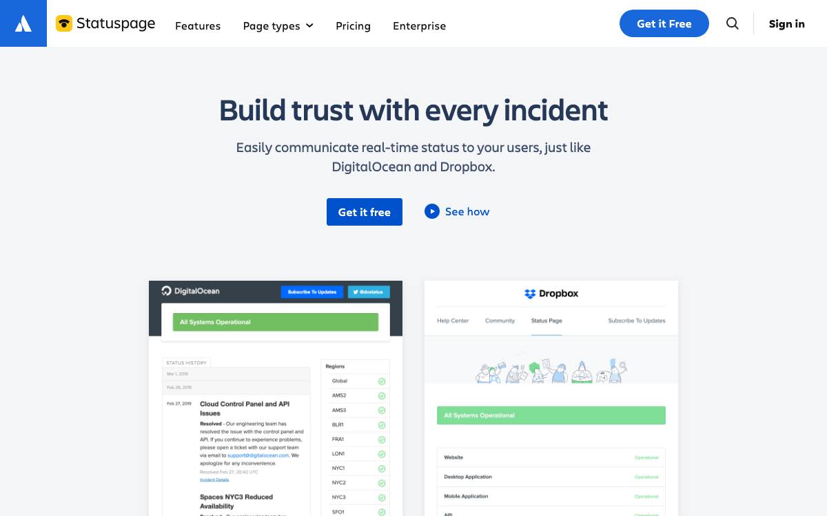 StatusPage website preview