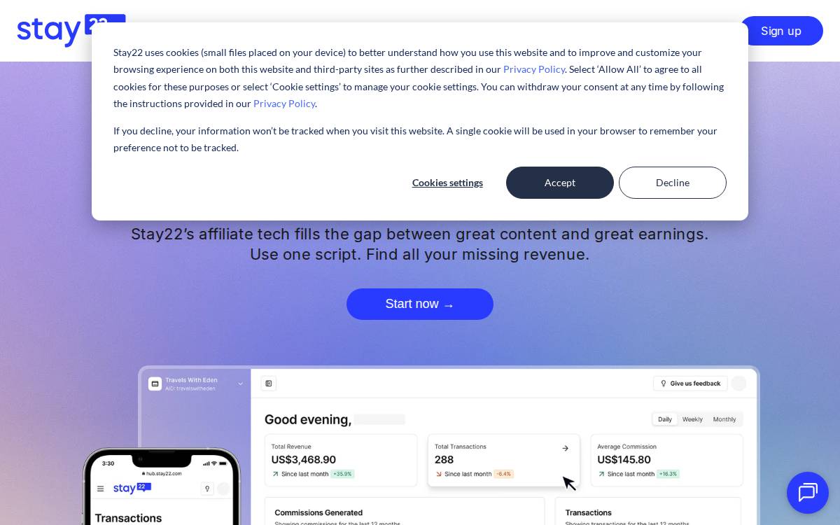 Stay22 website preview