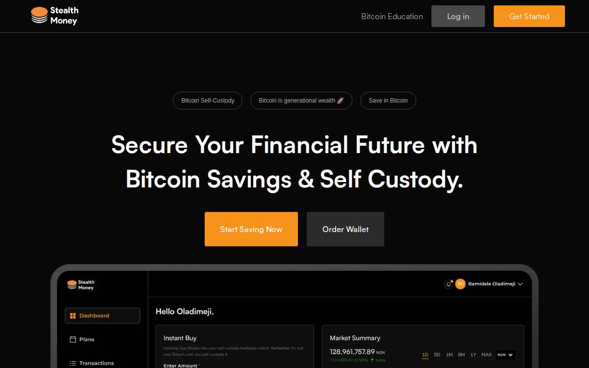 Stealth Money website preview