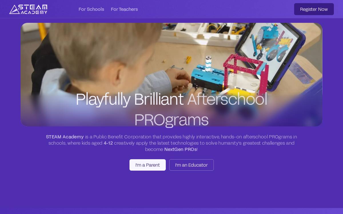 STEAM Academy website preview
