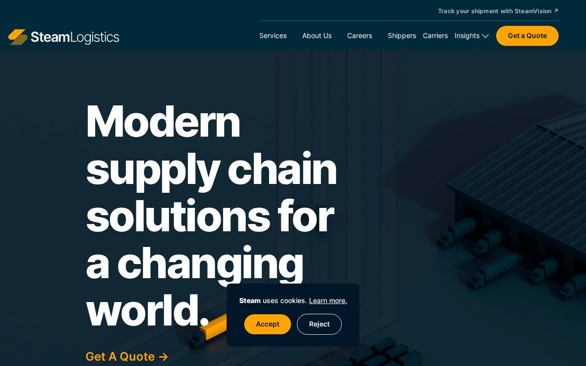 Steam Logistics website preview