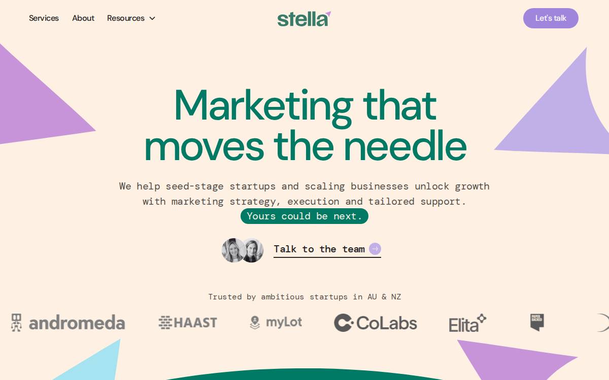 Stella Startups website preview