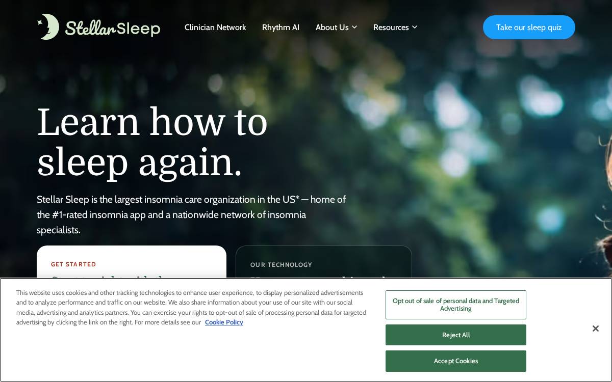 Stellar Sleep website preview
