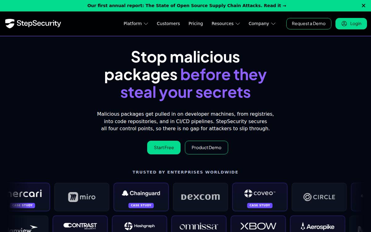 Step Security website preview