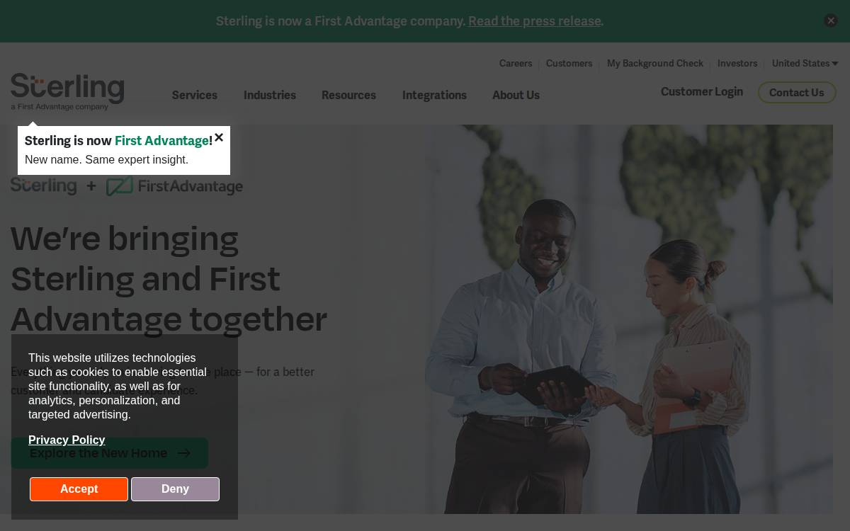 Sterlingcheck website preview