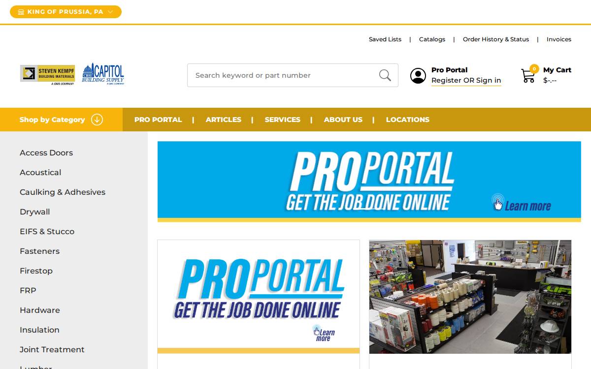 Steven Kempf Building Materials website preview