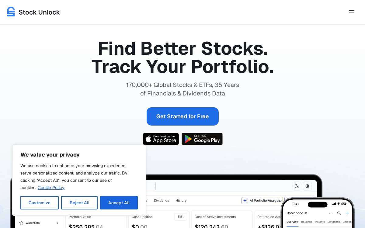 Stock Unlock website preview