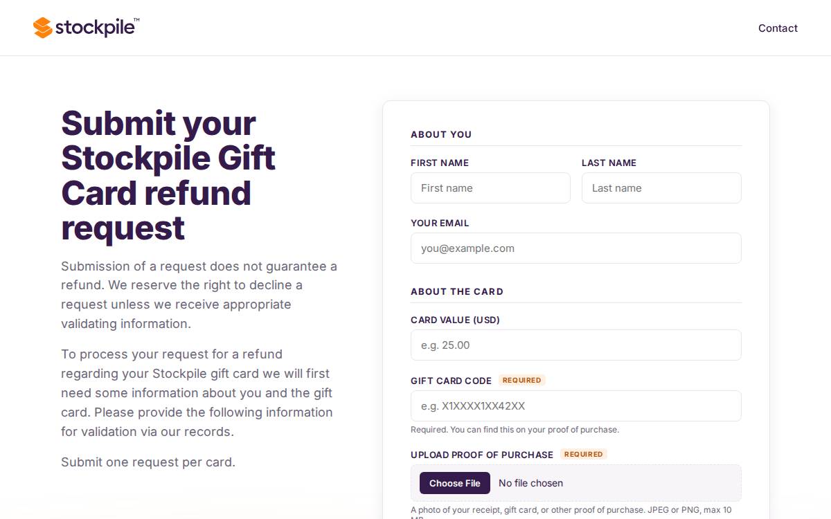 Stockpile website preview