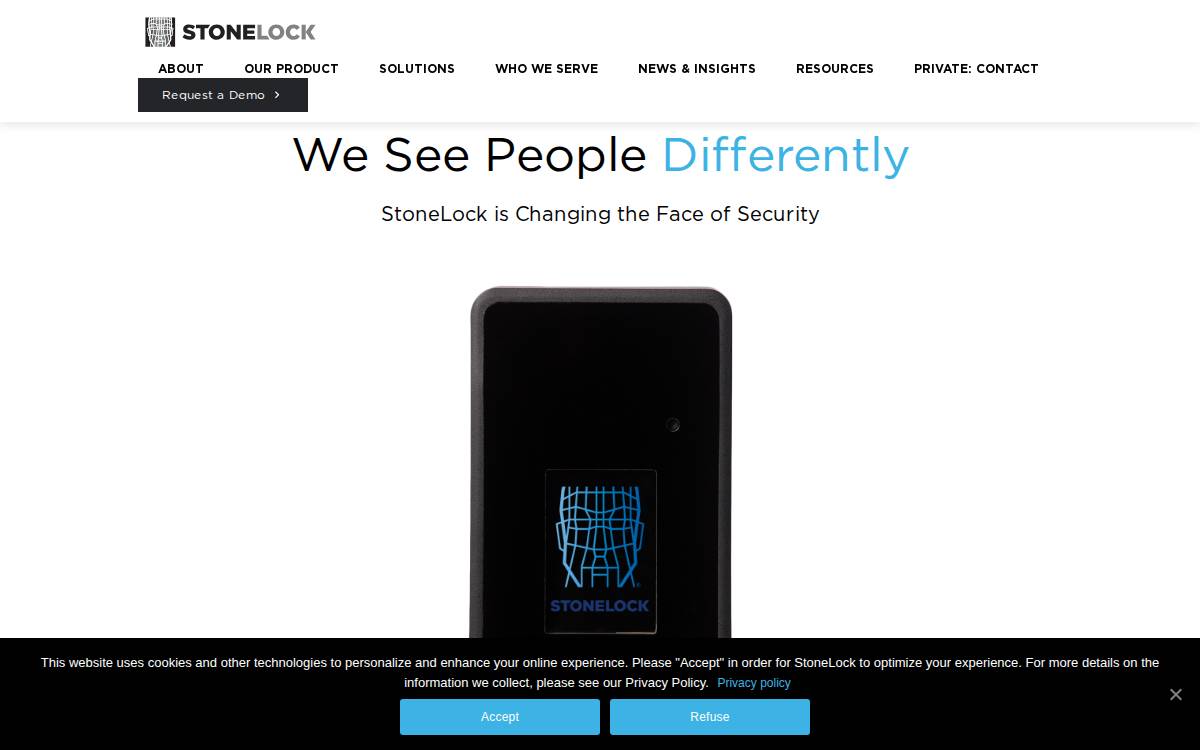 Stonelock Biometric Access Control website preview