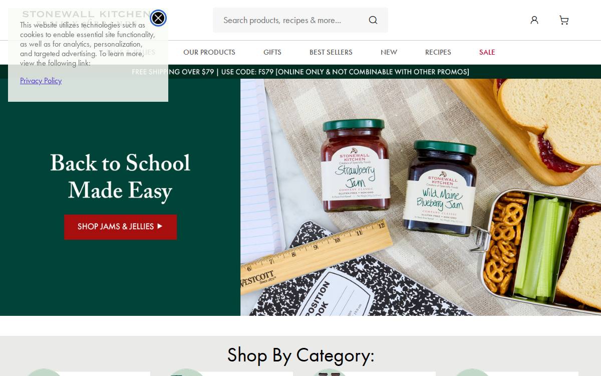 Stonewall Kitchen website preview
