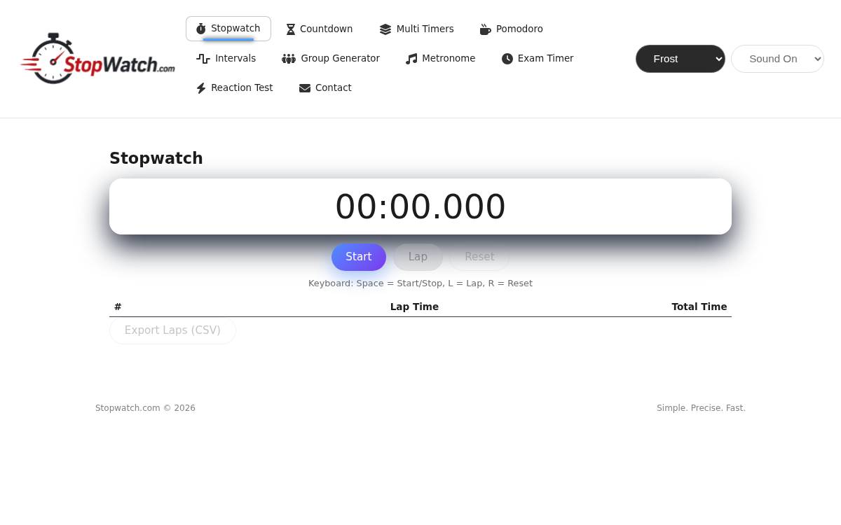 Stopwatch website preview
