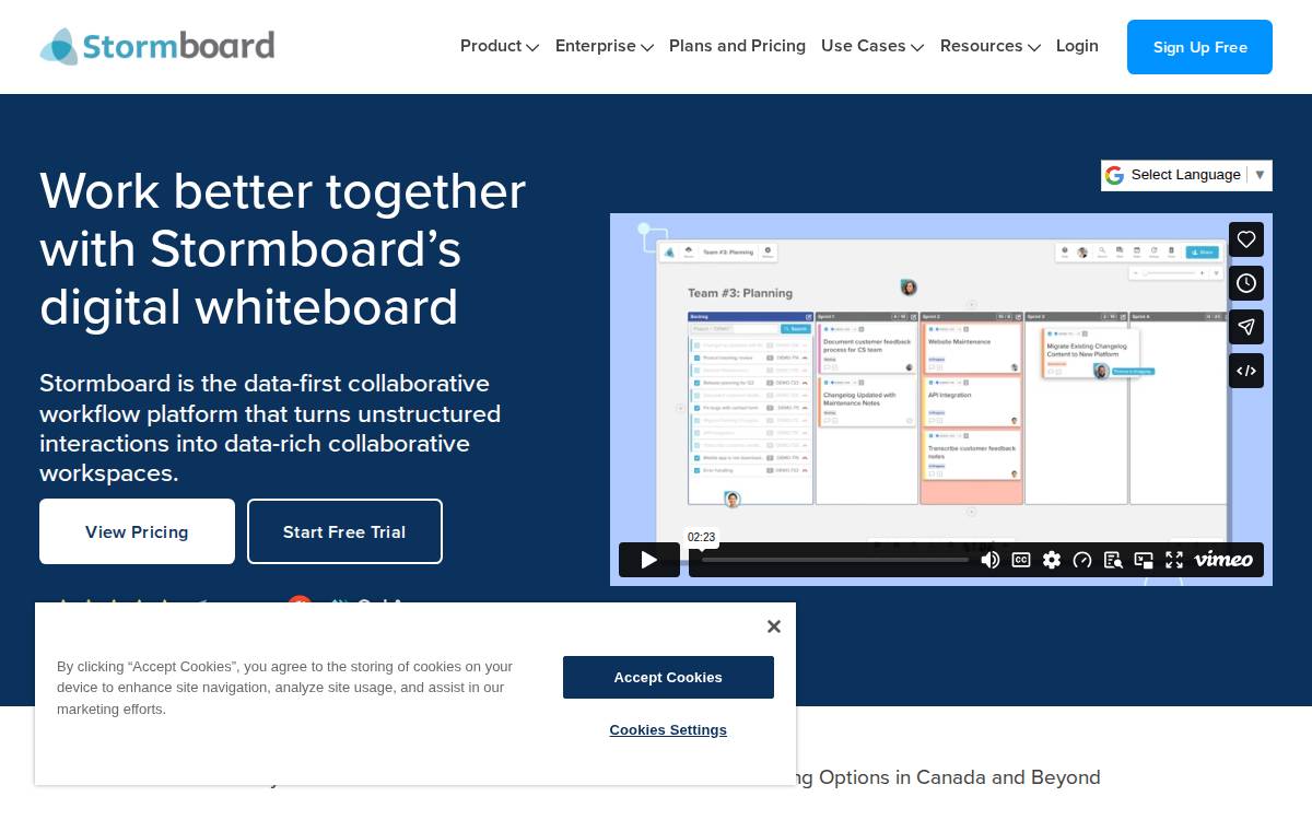 Stormboard website preview