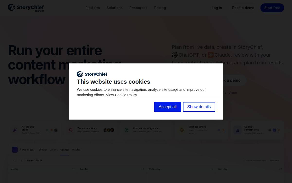 StoryChief website preview