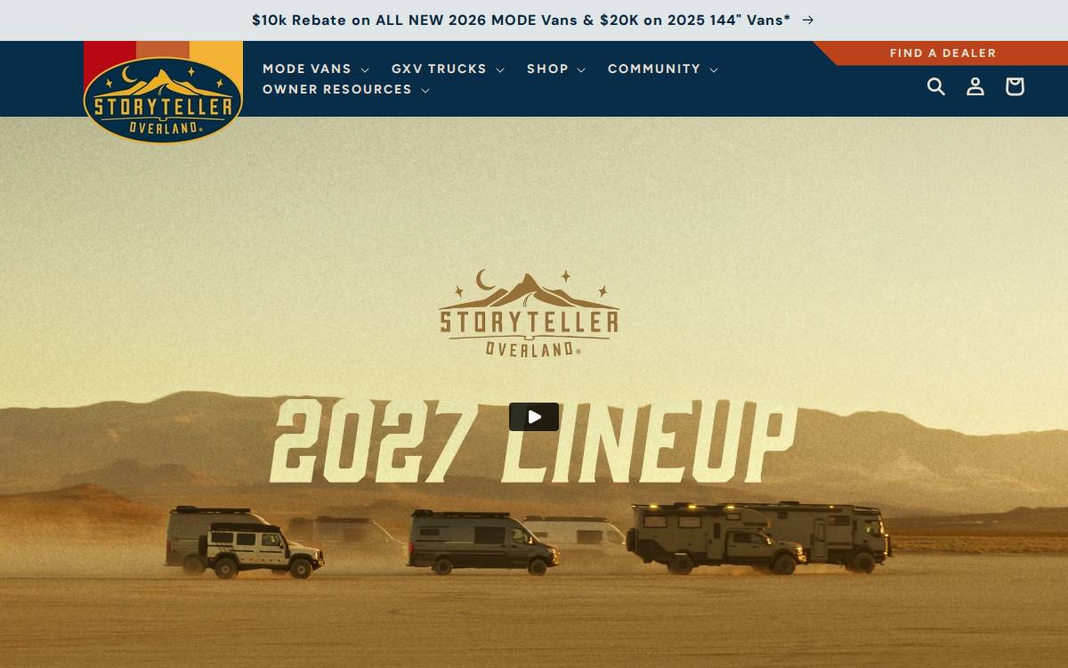 Storyteller Overland website preview
