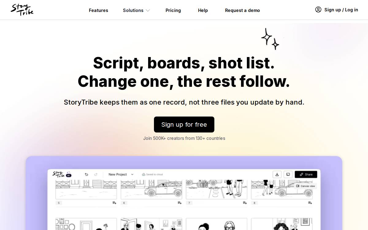 Storytribe website preview