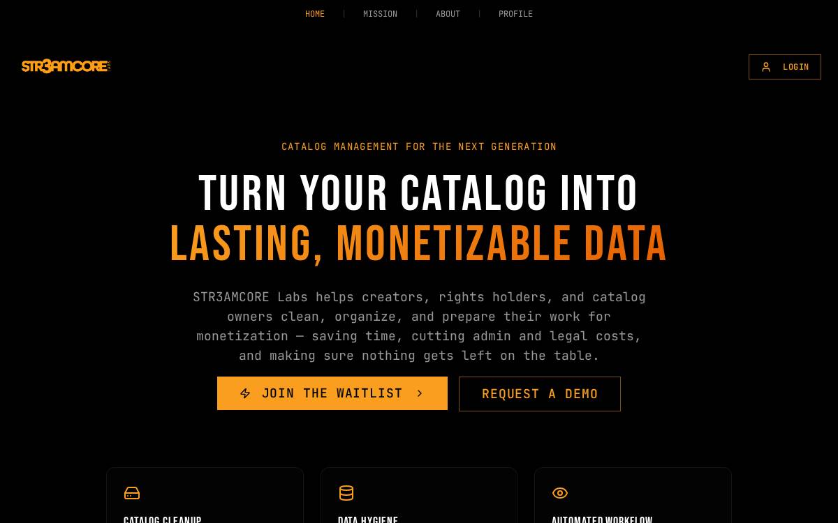Str3amcore Labs website preview
