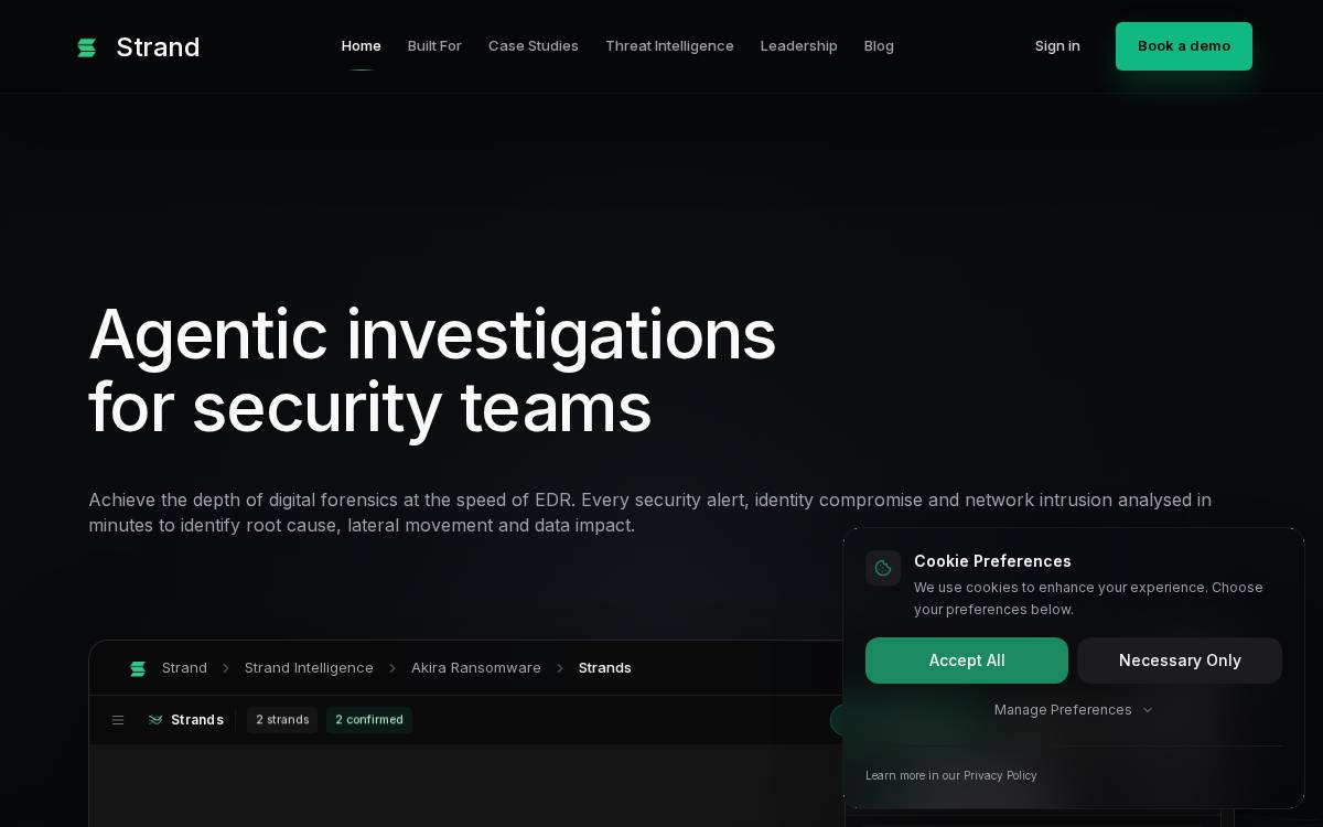 Strand Intelligence website preview
