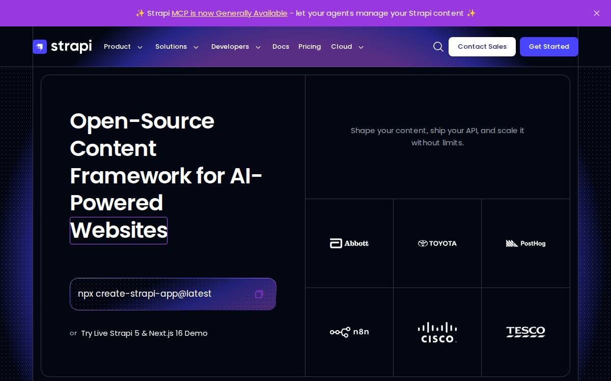 Strapi website preview