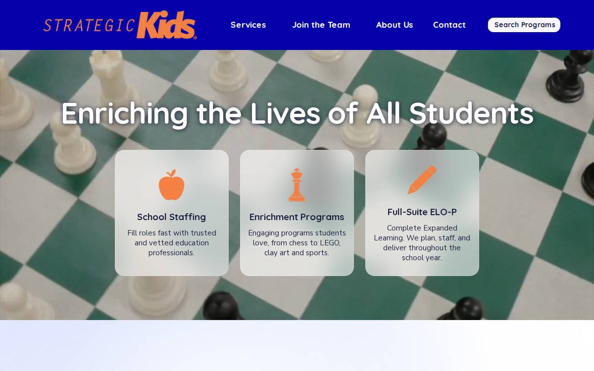Strategic Kids website preview