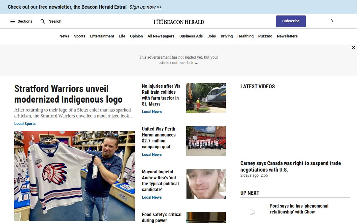 Stratfordbeaconherald website preview