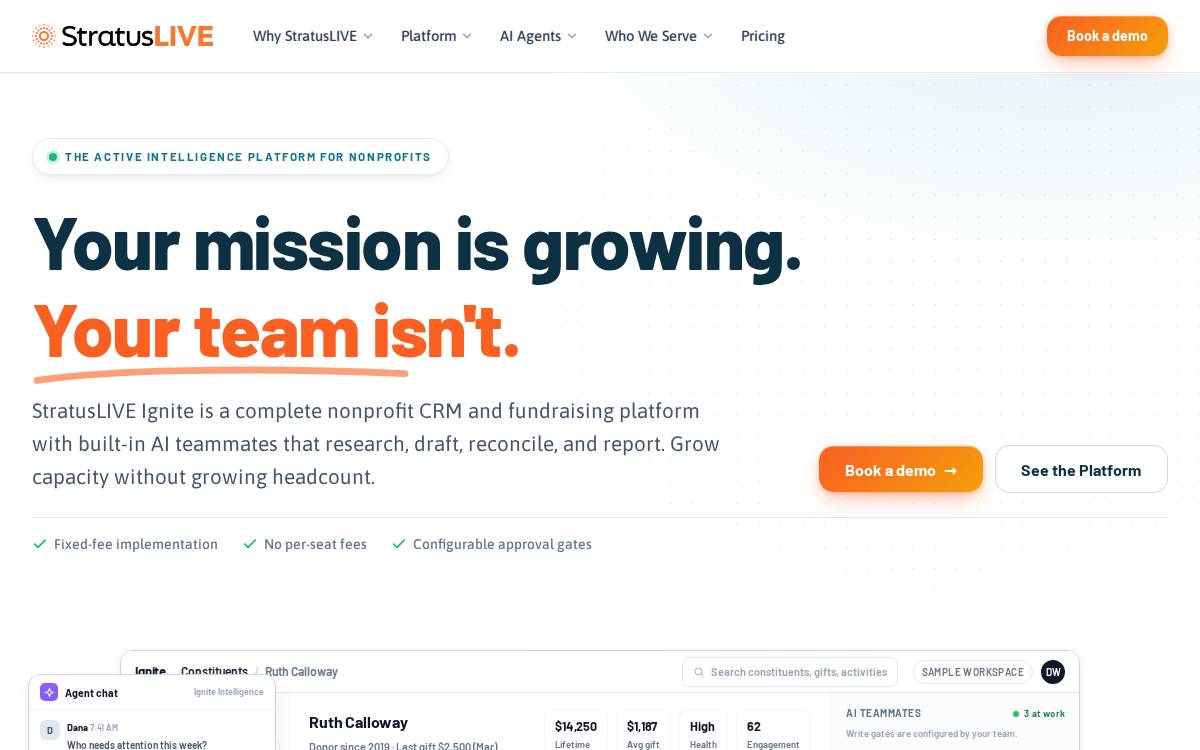 StratusLIVE website preview
