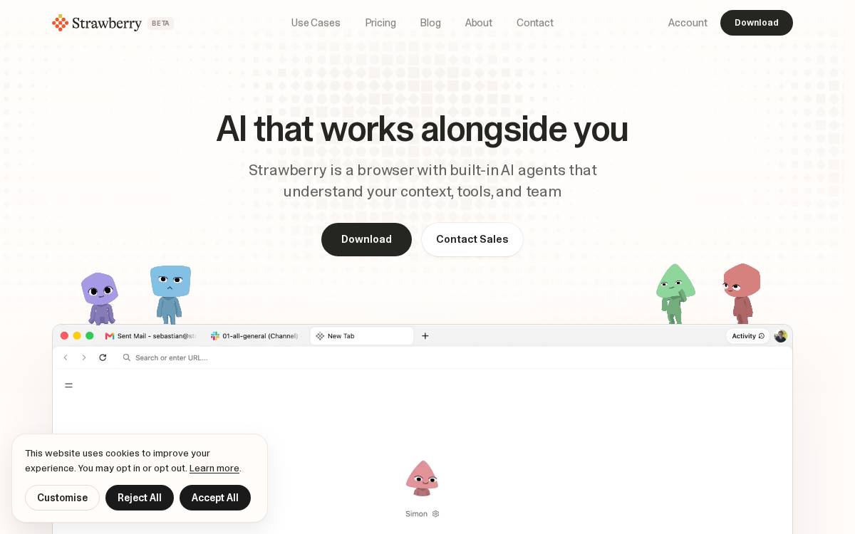 Strawberry Browser website preview